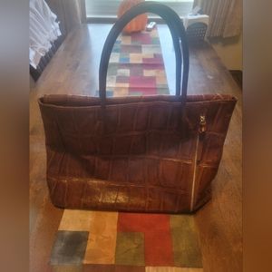 Kate Landry Brown Crocodile Print leather Like new handbag